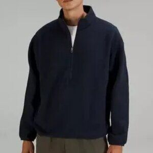 Lululemon Oversized Fit Half Zip Fleece Pullover Large True Navy Super Soft Warm